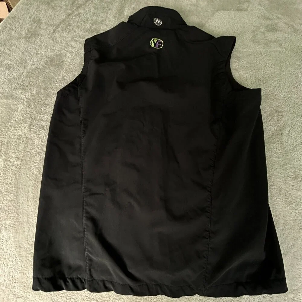Marmot Approach Vest Black Soft Shell Mens Size L Water Repellent, "CYBEX" logo - Picture 6 of 10